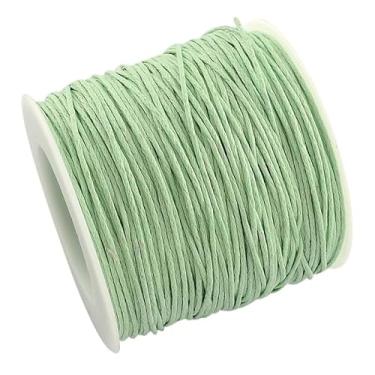 Imagem de 100 jardas 1 mm cordão de algodão encerado pulseira de macramê colar de joias fio encerado contas fio (verde claro)