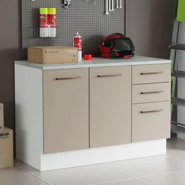 Imagem de Balcão Multiuso 120cm 2 Portas 3 Gavetas Branco