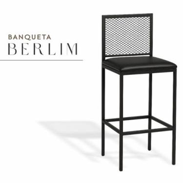 Imagem de Banqueta Berlim Preto material sintético Preto - Madeiled