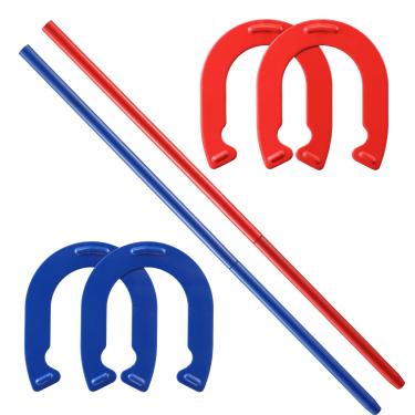 Imagem de NEZHEIZERY Jogo externo de ferraduras, conjunto de sapato de cavalo resistente, 4 sapatos de cavalo de aço forjado, 2 estacas, gramado em ferradura, quintal, jogo ao ar livre para crianças e família