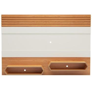 Imagem de Painel Para Tv 65 Pol Suspenso 220cm 2 Nichos Hexagon D03 Off White Freijó - Lyam Decor