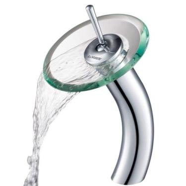 Imagem de Torneira Vidro Redondo Misturador Monocomando Cascata Alta Banheiro La