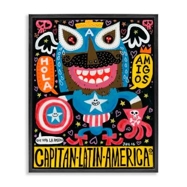 Imagem de Stupell Industries Todos Somos Americanos Collage Brown Framed Floater Canvas Wall Art, design por Jorge R. Gutierrez, 89 x 63 cm