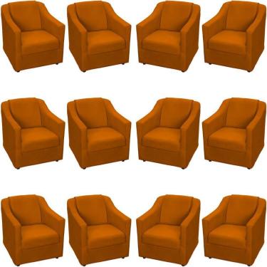 Imagem de Kit 12 Poltronas Mila Pé De Plástico Cromado - Terracota Suede
