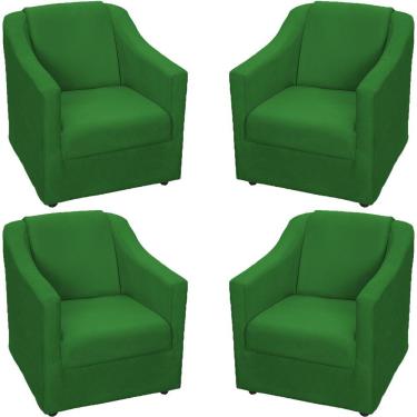 Imagem de Kit 4 Poltronas Mila Pé De Plástico Cromado - Verde Suede
