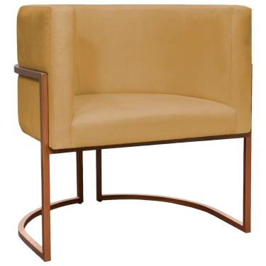 Imagem de Poltrona Decorativa Recepção Luna Suede Cores Base De Ferro Bronze - Mostarda, Suede