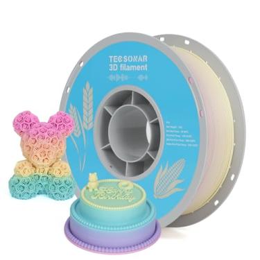 Imagem de TECSONAR TECSONAR Filamento de impressora 3D PLA gradiente fosco 1,75 mm, carretel de PLA arco-íris fosco de 1 kg (1 kg), precisão dimensional +/- 0,02 mm, cor pirulito