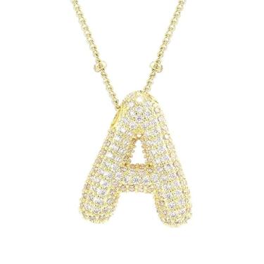 Imagem de Colar de letras moderno para mulheres – colares delicados de corrente de balão com pingente inicial, fecho de lagosta e detalhes de diamante cintilante