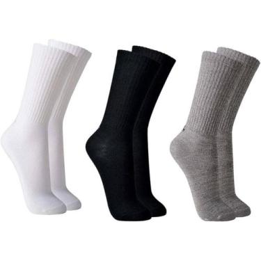 Imagem de Kit 3 Meias Atoalhadas Lupo Esporte Adulto Cano Alto  Conforto e Durab