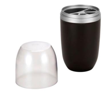 Imagem de PORTA ESCOVAS CREME DENTAL COM TAMPA TRANSPARENTE PRETO/CROMO porta escova de dente Organizador para Banheiro Moderno e Higiênico