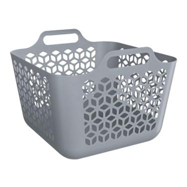 Imagem de Cesto Organizador De Roupas M Com Alça 30L Multiuso Lavanderia Quarto Área De Serviço cesto de roupa suja(Cinza)