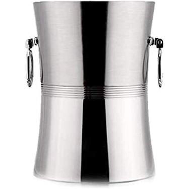 Imagem de Balde de gelo de parede dupla para festas Pinças de gelo de aço inoxidável com tampa