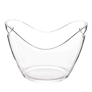 Imagem de Balde de gelo acrílico transparente de grau alimentício de 14L de grande capacidade com 2 furos de alça para servir banheira multifuncional perfeita para bar festa de família, etc