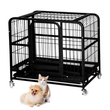 Imagem de Gaiola Cachorro Cao Gato Pet Canil Pet Shop Transporte Rodinhas Bandeja Removivel Resistente Seguro Animal de Estimaçao