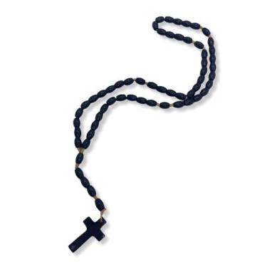 Imagem de Terço Com Crucifixo E Contas De 8 Mm Preto Em Madeira 42 Cm - Bialluz 