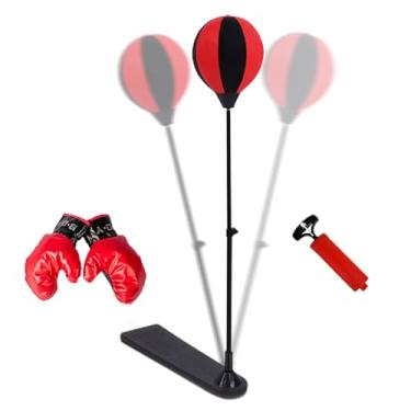 Imagem de Saco de pancadas infantil – Saco de boxe ajustável em altura para crianças com luvas e base, brinquedo esportivo estável portátil para treinamento, exercícios, fitness, treino, casa, quintal