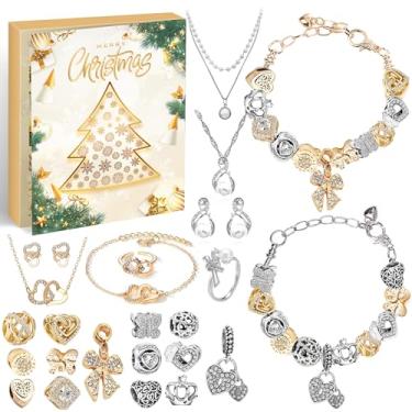 Imagem de Joias 2025, calendário do advento de Natal para mulheres, pulseira moderna, colar e brincos, contagem regressiva de 24 dias, presente surpresa de Natal para filha, namorada, esposa, mãe