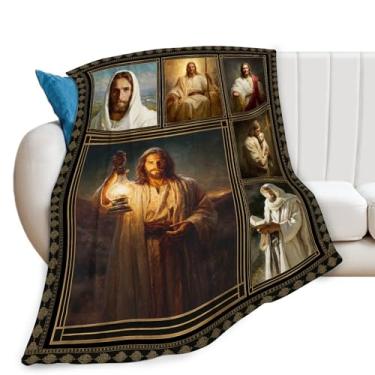 Imagem de Cobertor de Jesus Cristão Religioso Católico Jesus, Cobertores para Meninas Meninos Crianças Macio e Confortável Pelúcia de Lã para Sofá-Cama 127 cm x 101 cm