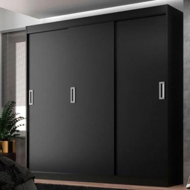 Imagem de Guarda-Roupa Casal Lisboa 3 Portas 2 Gavetas Preto - Modern