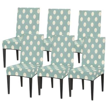 Imagem de hongjinglin Conjunto de 6 capas elásticas para cadeira de sala de jantar, capa protetora de assento de poltrona, verde, lavável, para cozinha, casa, hotel, banquete, festa de casamento, cerimônia