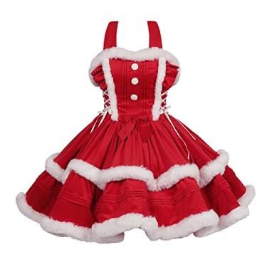Imagem de ZZEQYG Vestidos femininos de Natal para Papai Noel, roupas de Natal, lindo vestido Lolita, Social, 3G