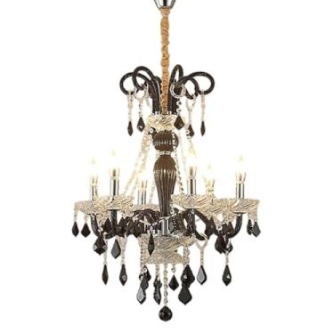 Imagem de Lustre pendente de cristal retrô de luxo estilo medieval europeu - Lustre sofisticado para sala de estar, sala de jantar e quarto (6 lâmpadas)