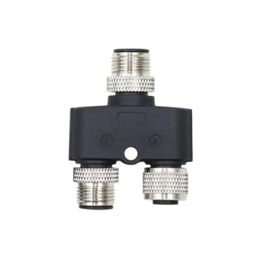 Imagem de Conector tipo Y M12 Plugue de sensor 3/4/5/8/12 pinos, adaptador macho-fêmea três vias para conexões elétricas(2 Male 1 Female,12pin A type)