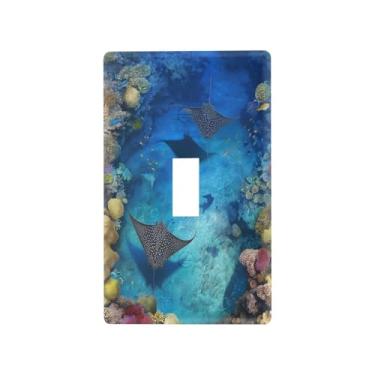 Imagem de Blueangle Capa de placa de parede para interruptor de luz - Capa decorativa para interruptor de luz de arraia marítima, tamanho 1 - faixa 1 x 2,76 polegadas (99)