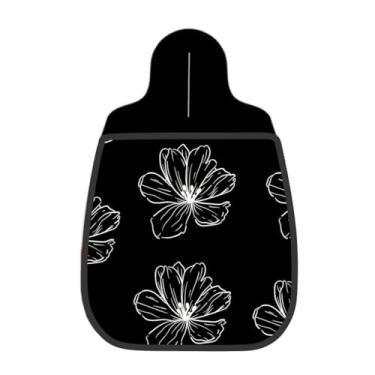 Imagem de Lixeira De Carro Organizador Lixinhocar Floral Contorno Branco Fundo Preto