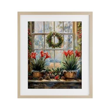 Imagem de Stupell Industries "Vista de janela de amarílis plantada", impressão emoldurada sob vidro, marrom, 33 x 40 cm