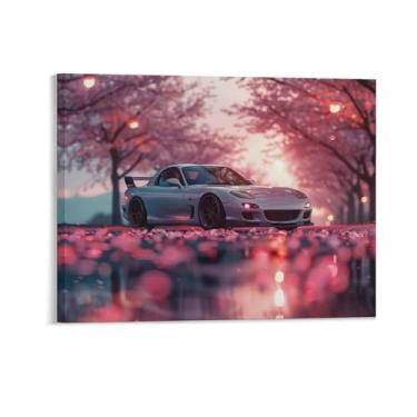 Imagem de HouLaiZhe Anime Rx7 Jdm Carro Flor de Cerejeira Posters Tela Estética Sala Decoração de Parede Impressões Galeria Sala Decoração de Parede para Quarto Sala de Estar Escritório 11 x 14 polegadas (28 x