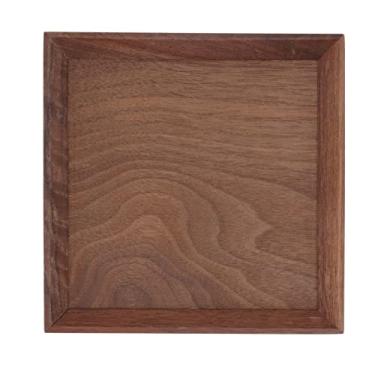Imagem de Bandeja de nogueira preta MUNEFE, bandeja de talheres de madeira, bandeja de servir vintage de nogueira para banquetes ou festas de casamento, servir queijo, frutas (Quadrado Pequeno)