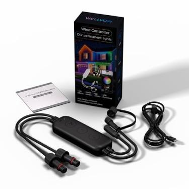 Imagem de wellvow Controlador WLED para luzes externas permanentes GOVEE (modal: H705D, H705E, H705F), programador WLED ESP32, controlador de luz de saída dupla à prova d'água IP67, compatível com repiscamento