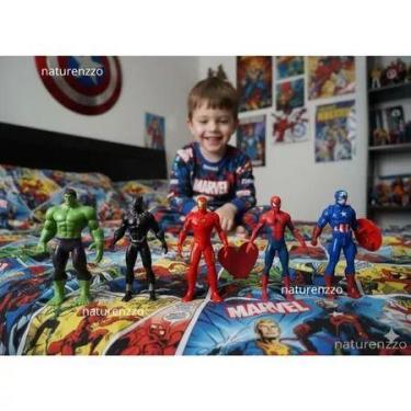 Imagem de Kit Mini Bonecos Marvel 10cm  Heróis dos Vingadores: Hulk, Aranha, Fer