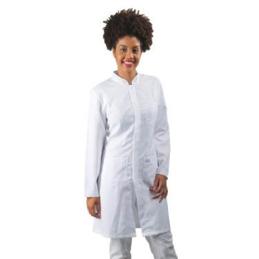 Imagem de Jaleco feminino gabardine acinturado manga longa Blanco Raro, XG