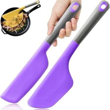 Imagem de Espátula de omelete larga, flipper de espátula de silicone, espátula resistente ao calor para omelete de cozinha, crepes de panqueca, roxo (roxo)