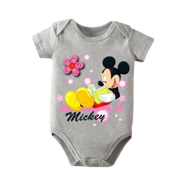 Imagem de Macacão De Bebê Mickey Mouse 100% Algodão Para Recém-Nascidos De 0 a 1