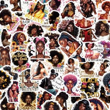 Imagem de Thrist Adesivos de afirmação de meninas negras - 100 peças de adesivos femininos negros afro-americanos para adolescentes adultos adesivos de citação inspiradora de vinil à prova d'água para garrafa