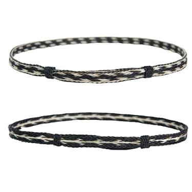 Imagem de Gamboa Pulseiras de chapéu de crina de cavalo 100% natural para chapéus de cowboy e panamá para homens e mulheres, Cowboy preto, 2 Count (Pack of 1)