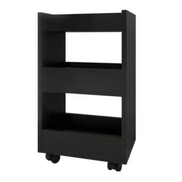 Imagem de Suporte Com Rodinhas Para Esmalte Carrinho Auxiliar Salão De Beleza Mesa Manicure(PRETO)