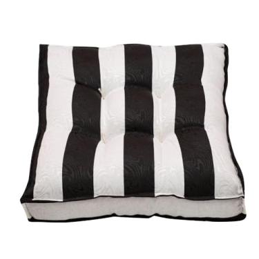 Imagem de Almofada Futon 45x45 Colorida para Assento e Decoração Sala Quarto Escritório (Listrado Preto)