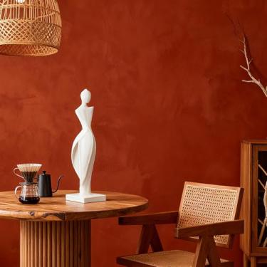 Imagem de emphaseason Escultura feminina abstrata moderna, estátua de resina branca para decoração de casa e escritório, arte minimalista para sala de estar, estante de livros, mesa, presente exclusivo para