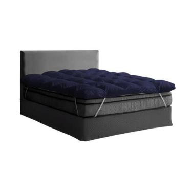 Imagem de Pillow Top Solteiro Fibra Siliconada Super Volumosa Azul - Tuca Casa
