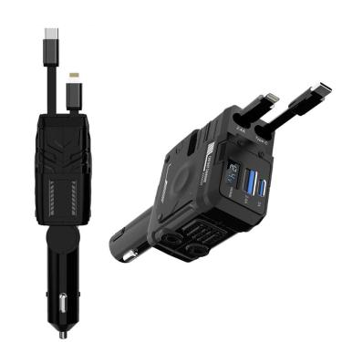 Imagem de Carregador Automotivo Retratil Usb Turbo Carro Caminhao Carreta Perfil Tela Carga Rapida Celular Smartphone