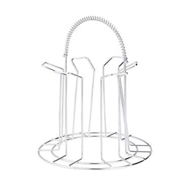 Imagem de Suporte de vidro para caneca de aço inoxidável, 6 xícaras, escorredor de pendurar para cozinha, prateleira de secagem, acessórios de armazenamento doméstico