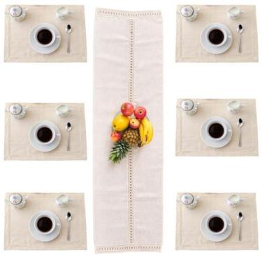 Imagem de Kit 7 Peças 6 Jogos Americano 1 Caminho Trilho de Mesa Posta Cozinha D