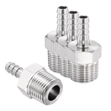 Imagem de HARFINGTON 4 peças de barras sextavadas de aço inoxidável macho NPT de 5/20.3 cm a 1/10.2 cm para montagem de farpa de metal para impressão 3D, compressor de ar, máquina CNC, matrizes