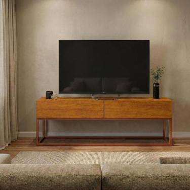 Imagem de Rack Eros 140cm Minimalista e Moderno Com 2 Gavetas Organizadoras E Ba