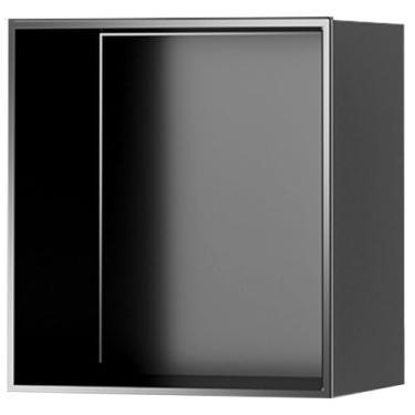 Imagem de Prateleiras de nicho retangulares pretas - Armazenamento de parede embutido para xampu e sabão - Organizador de banheiro com acabamento fosco com suporte de papel higiênico (32 x 32 x 12,5 cm)