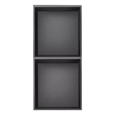 Imagem de Armário de nicho de aço inoxidável 304, divisória dupla, acabamentos embutidos, chuveiro, banheiro, prateleira adequada para sala de estar, jardim, cozinha, locais públicos (preto, 70 x 28 cm)